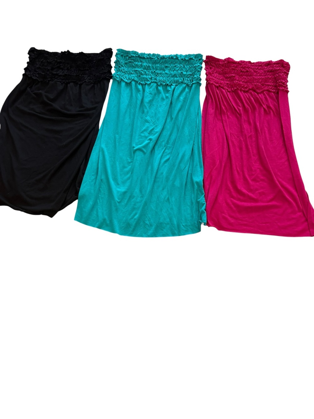 Xhilaration Smocked Waist Midi Skirt Trio — Black, Teal, Fuchsia - Picture 2 of 7